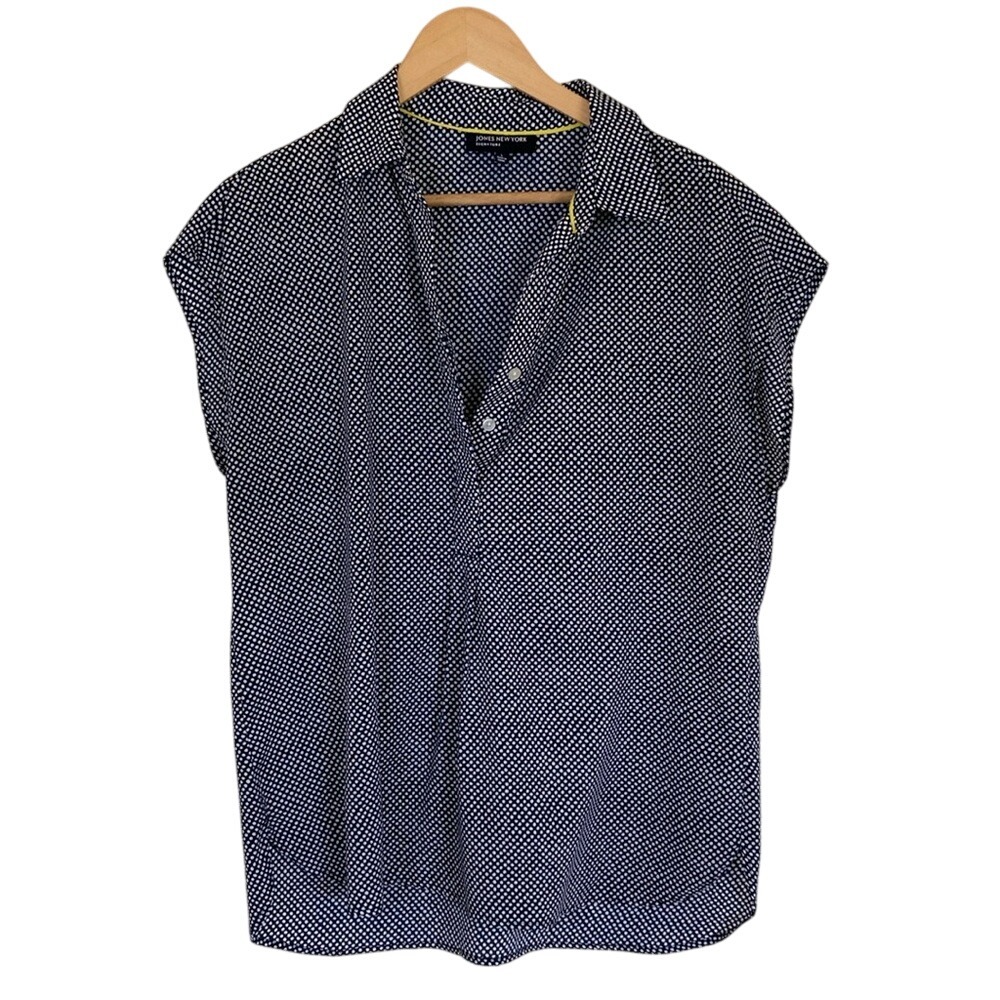 Jones New York Womens Sleeveless Blue Casual Popover Shirt Blouse Size Large